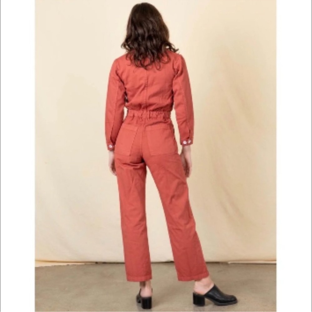 Big Bud Press Everyday Jumpsuit in a long-sleeve clay red cotton twill 3X - Picture 2 of 13